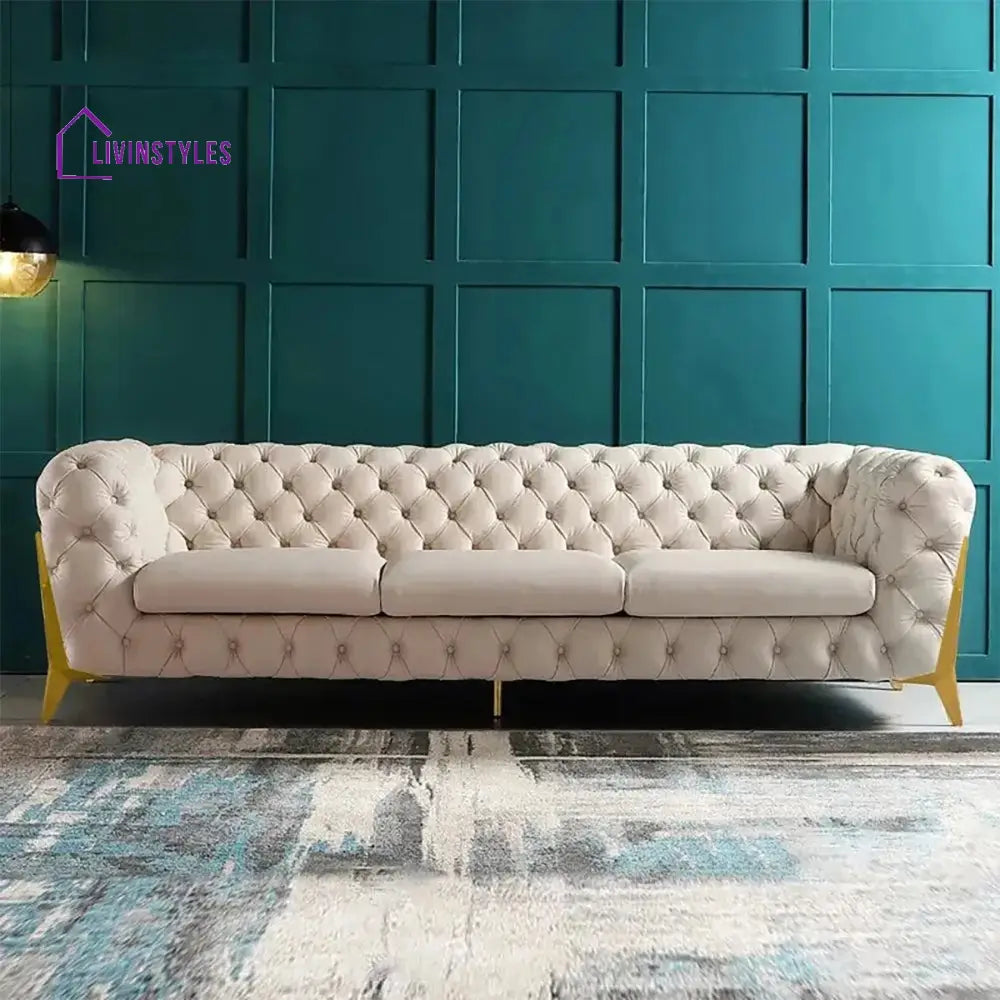 Snezhana 3 Seater Sofa in Blue colour for Living room Beige
