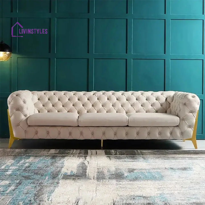Snezhana 3 Seater Sofa in Blue colour for Living room Beige
