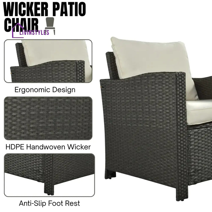 Sofia 5-Piece Outdoor Patio Furniture Set with Dining Table and Chairs - Sofa Set