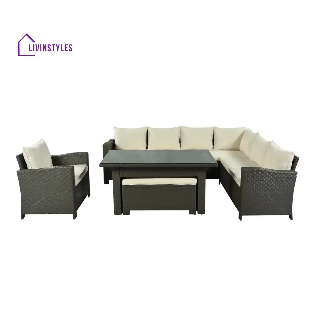 Sofia 5-Piece Outdoor Patio Furniture Set with Dining Table and Chairs - Sofa Set