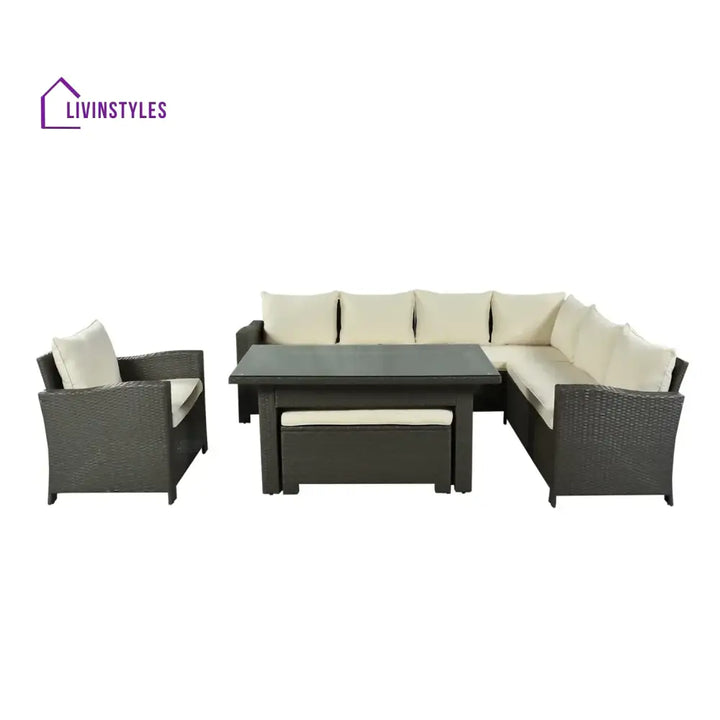 Sofia 5-Piece Outdoor Patio Furniture Set with Dining Table and Chairs - Sofa Set