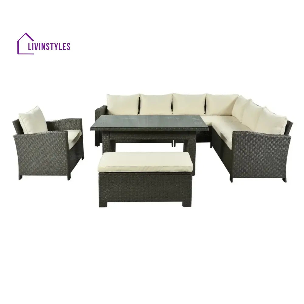 Sofia 5-Piece Outdoor Patio Furniture Set with Dining Table and Chairs - Sofa Set