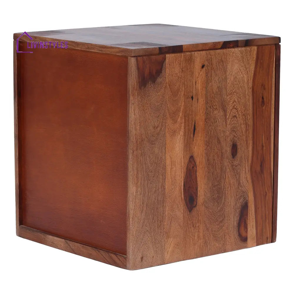 Sofiia Sheesham Wood Bedside Table with Double Drawer