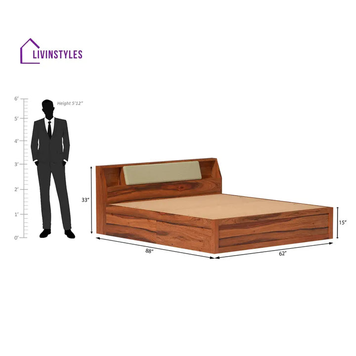 Sofiya Sheesham Wood bed with Drawer Storage in Maharani Colour