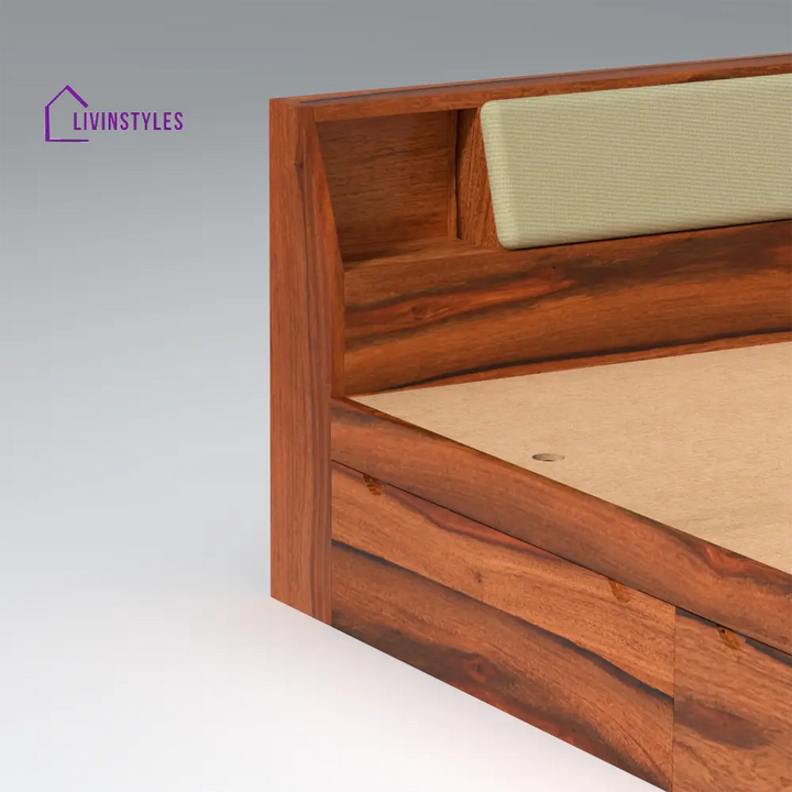 Sofiya Sheesham Wood bed with Drawer Storage in Maharani Colour