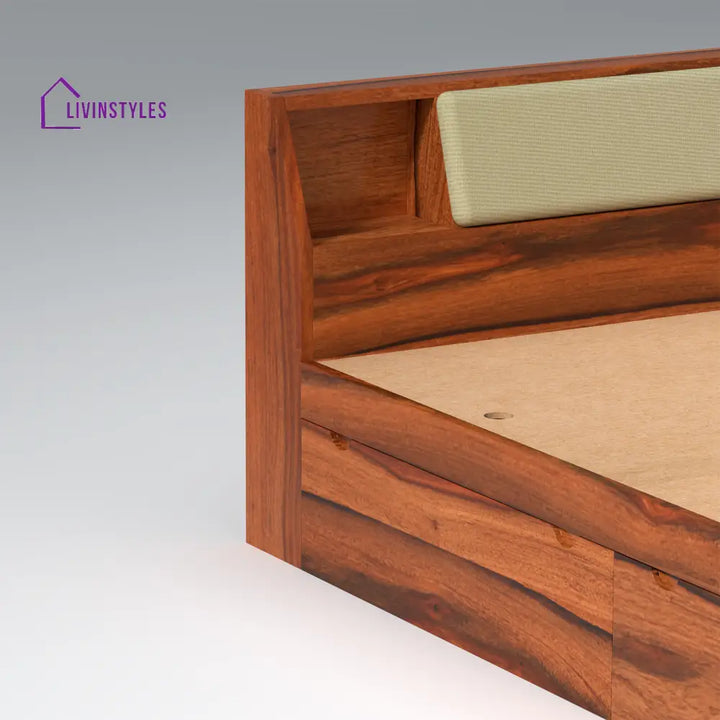 Sofiya Sheesham Wood bed with Drawer Storage in Maharani Colour