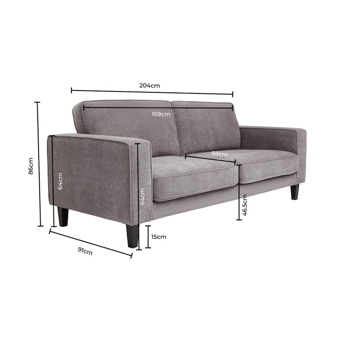 Luis 3 Seater Sofa for Living Room - Grey