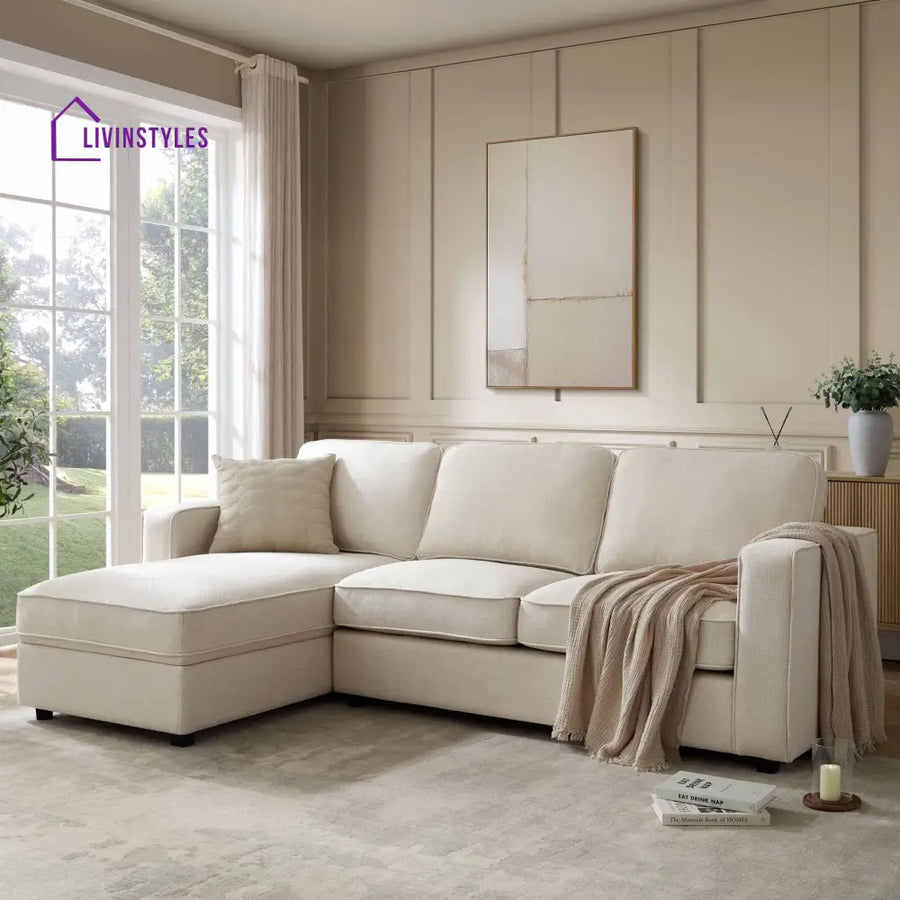 Soho Left Hand Storage Chaise Sofa - Beige - Sofas