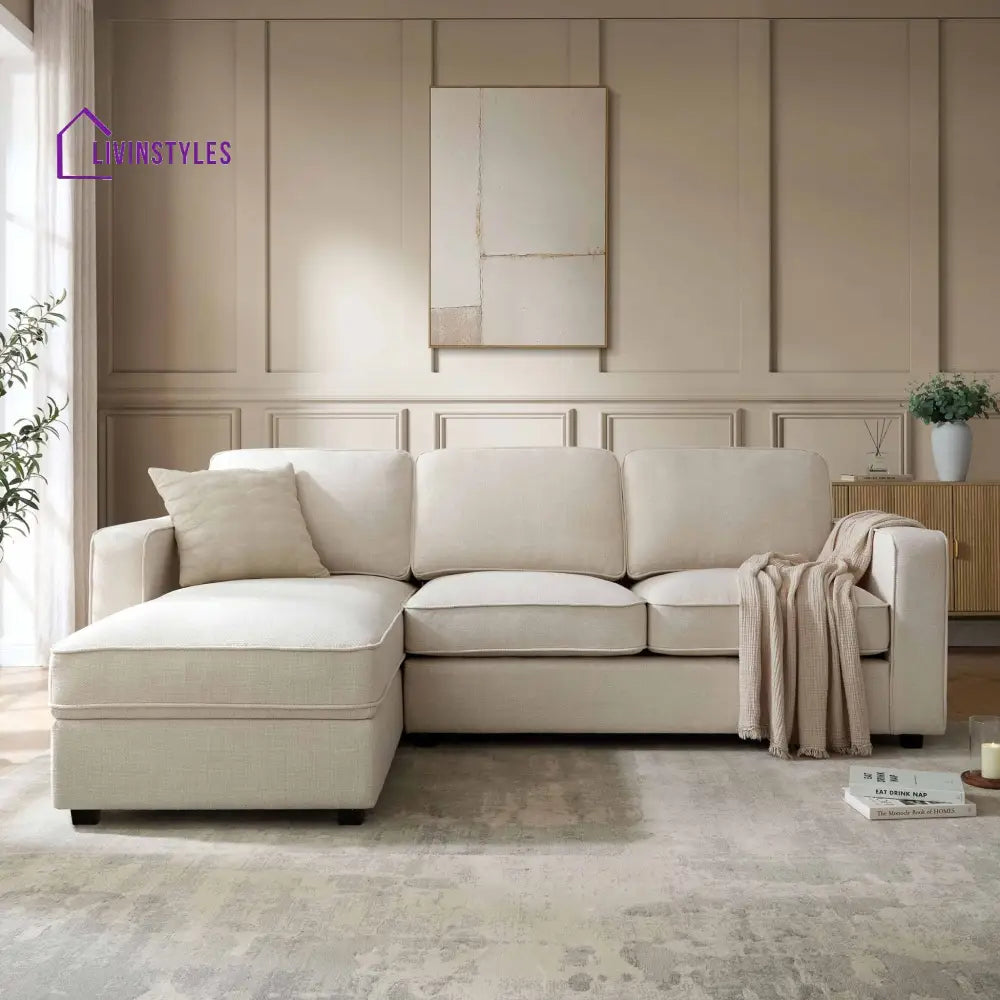Soho Left Hand Storage Chaise Sofa - Beige - Sofas