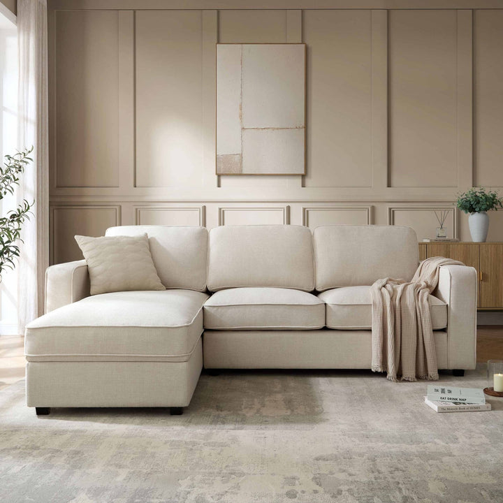 Soho Left Hand Storage Chaise Sofa - Beige