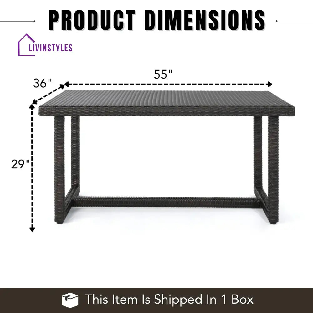 Sokhna Outdoor Rattan Wicker Patio Table (Dark Brown) - Table