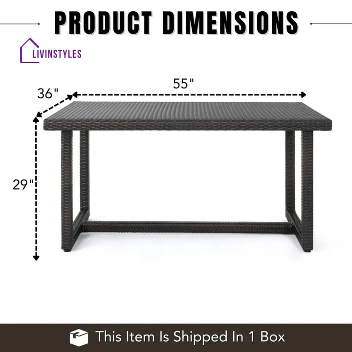 Sokhna Outdoor Rattan Wicker Patio Table (Dark Brown) - Table