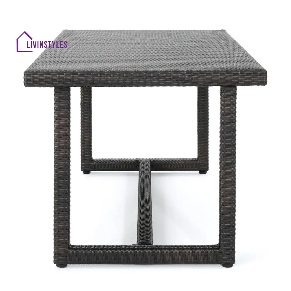Sokhna Outdoor Rattan Wicker Patio Table (Dark Brown) - Table