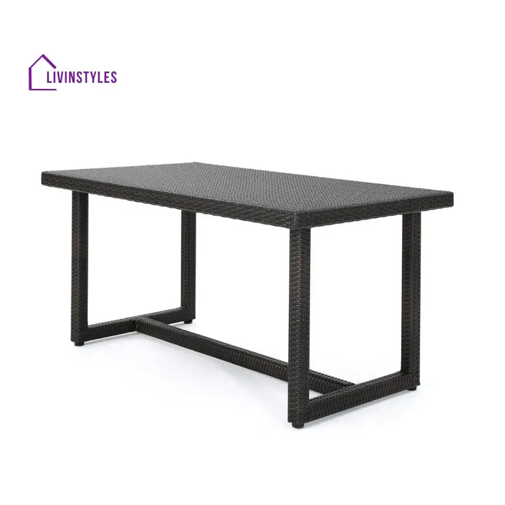 Sokhna Outdoor Rattan Wicker Patio Table (Dark Brown) - Table