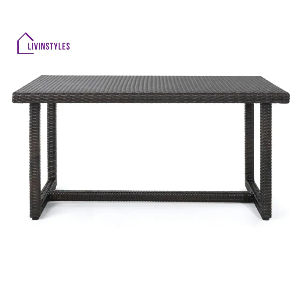 Sokhna Outdoor Rattan Wicker Patio Table (Dark Brown) - Table