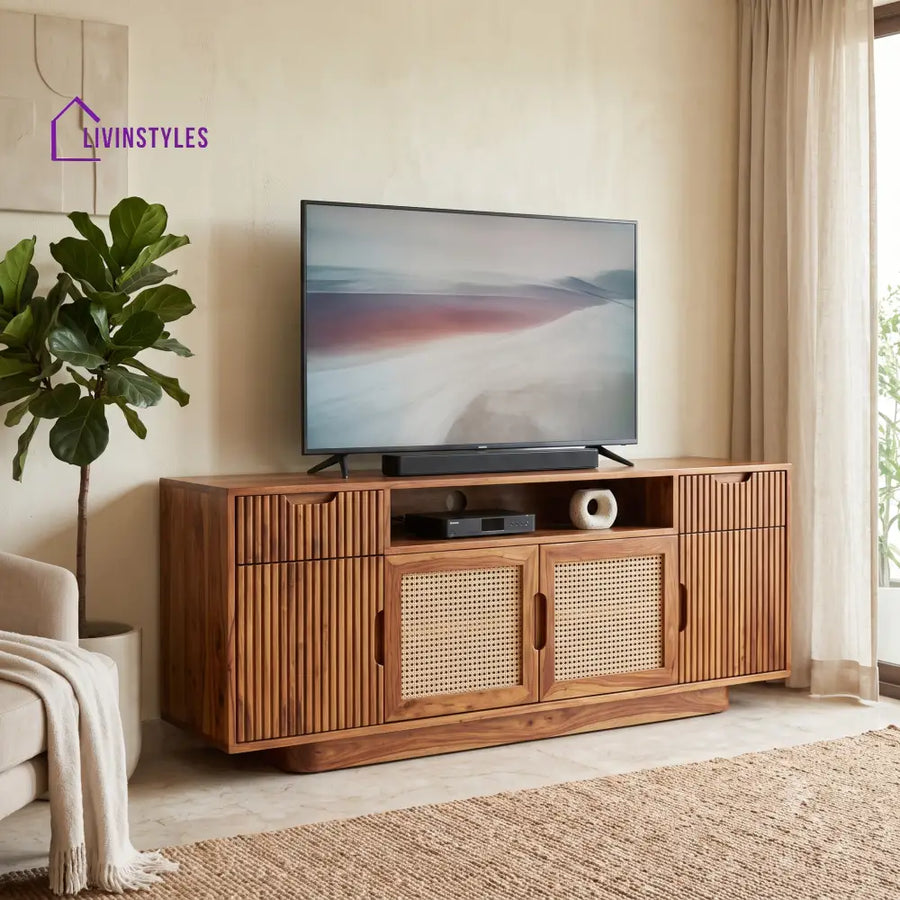 Solange Solid Sheesham Wood Tv Unit for Living Room | Tv Cabinet | Tv Console Unit