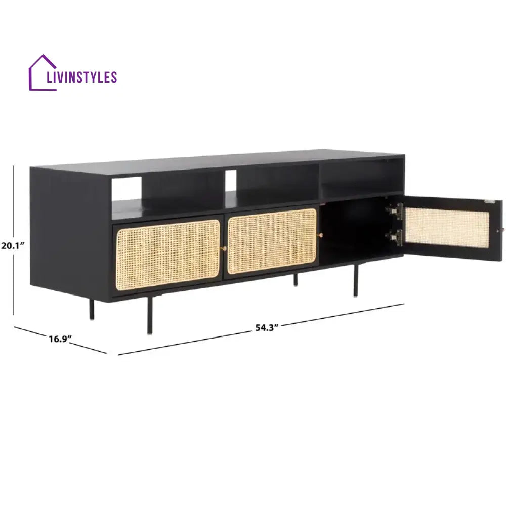 Solene Black Finish Tv Unit Stand for Living Room