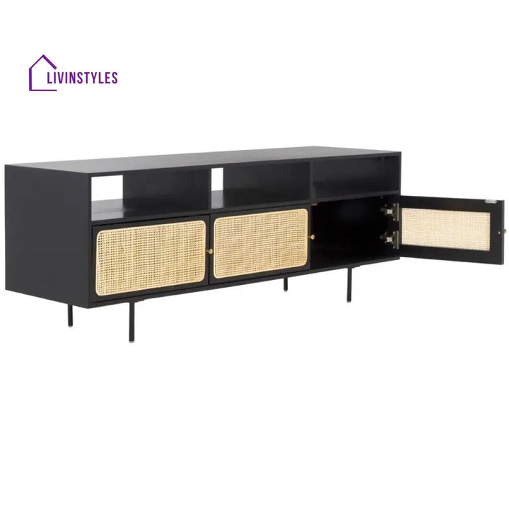 Solene Black Finish Tv Unit Stand for Living Room