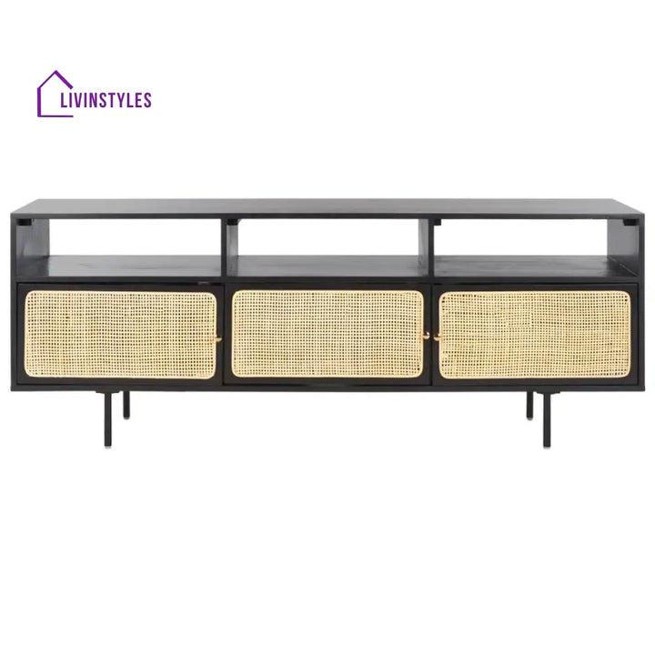 Solene Black Finish Tv Unit Stand for Living Room