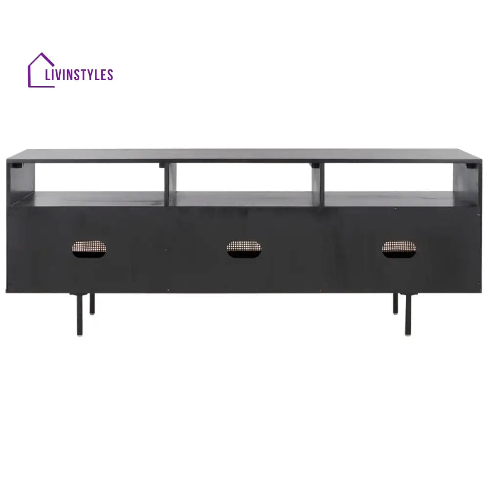 Solene Black Finish Tv Unit Stand for Living Room
