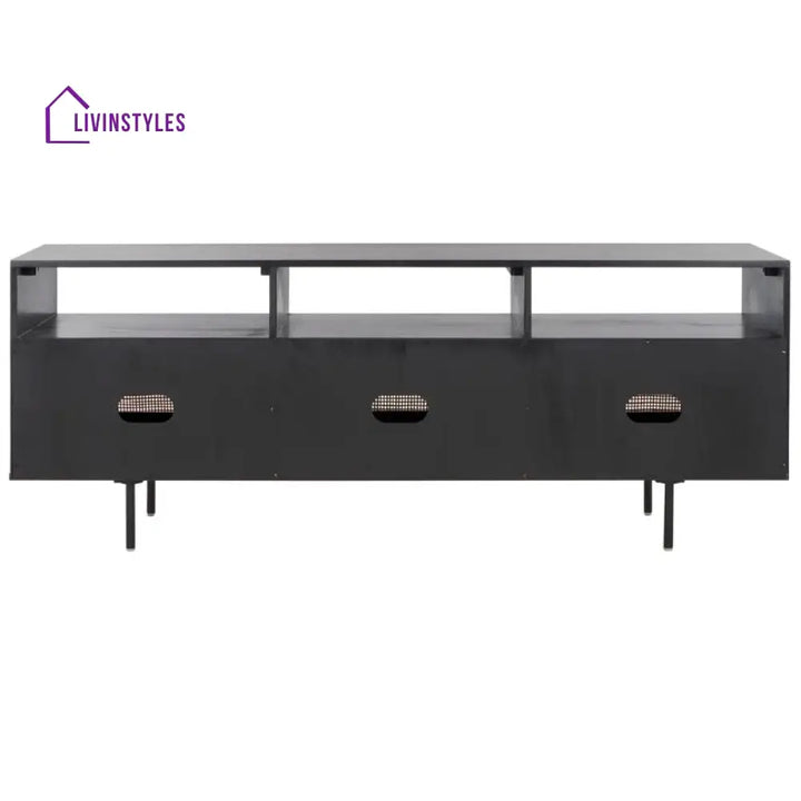Solene Black Finish Tv Unit Stand for Living Room