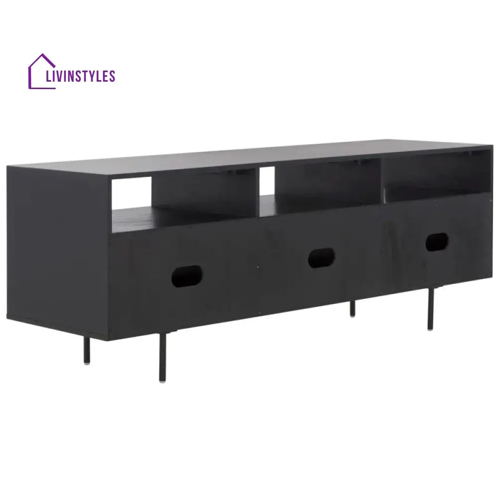 Solene Black Finish Tv Unit Stand for Living Room