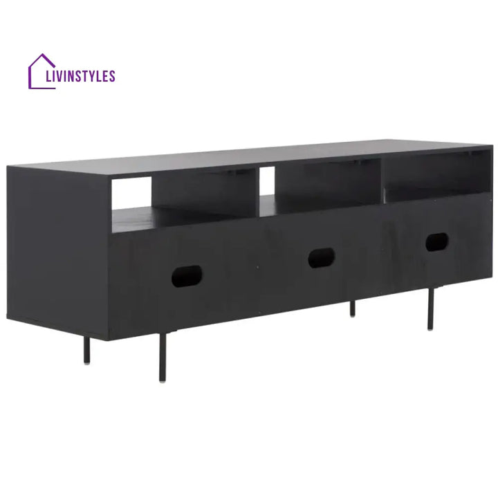 Solene Black Finish Tv Unit Stand for Living Room