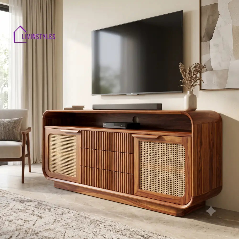Solene Solid Sheesham Wood Tv Unit for Living Room | Tv Cabinet | Tv Console Unit