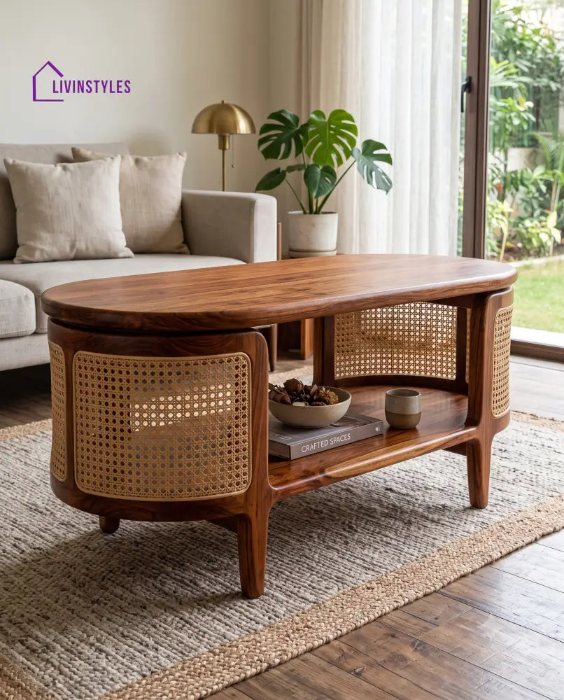 Solène Wooden Coffee Table for Living Room | Tea Table | Teapoy | Center table