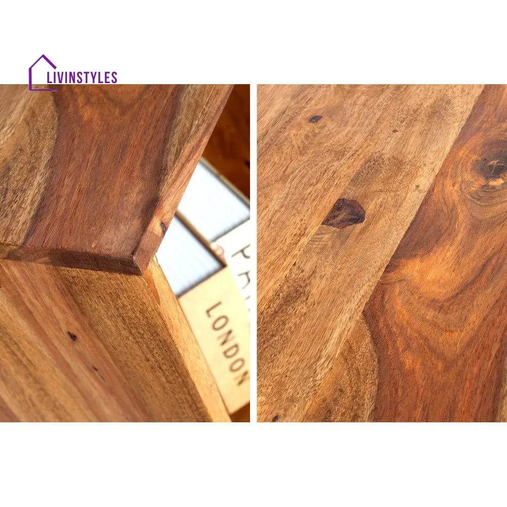Solid Sheesham Wood Cubic End Table (Honey) Side Table