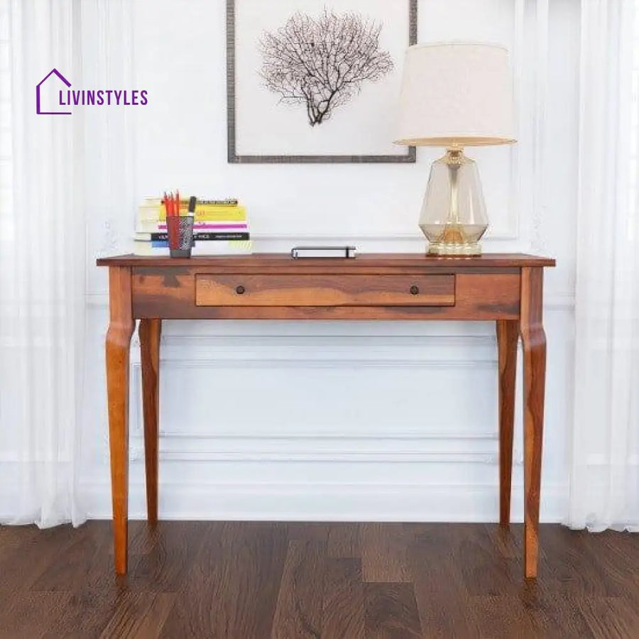 Solid Sheesham Wood Modern Console Table (Standard Honey Finish)