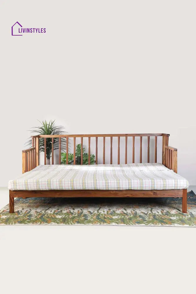 Spindle Teak Wood Pull Out Bed PULL OUT BEDS