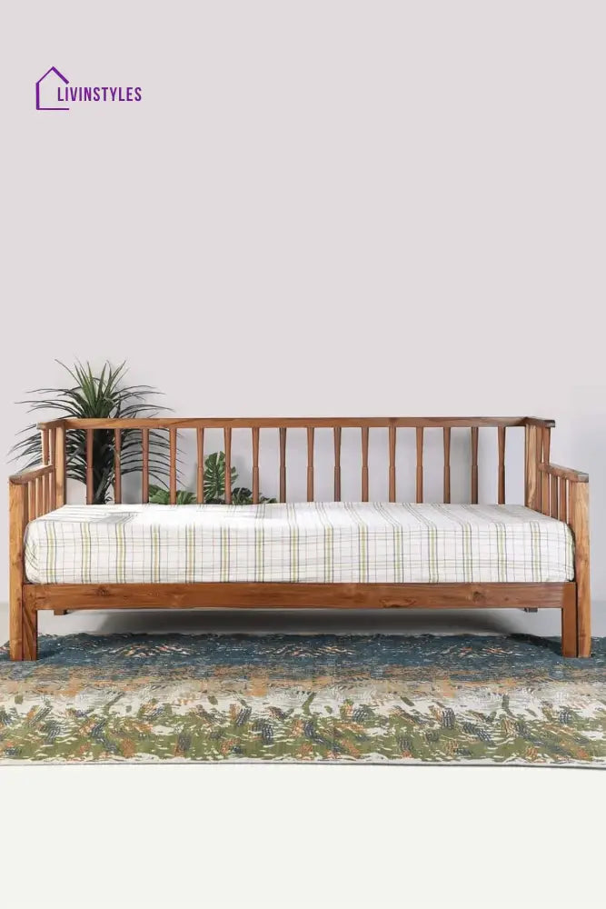 Spindle Teak Wood Pull Out Bed PULL OUT BEDS