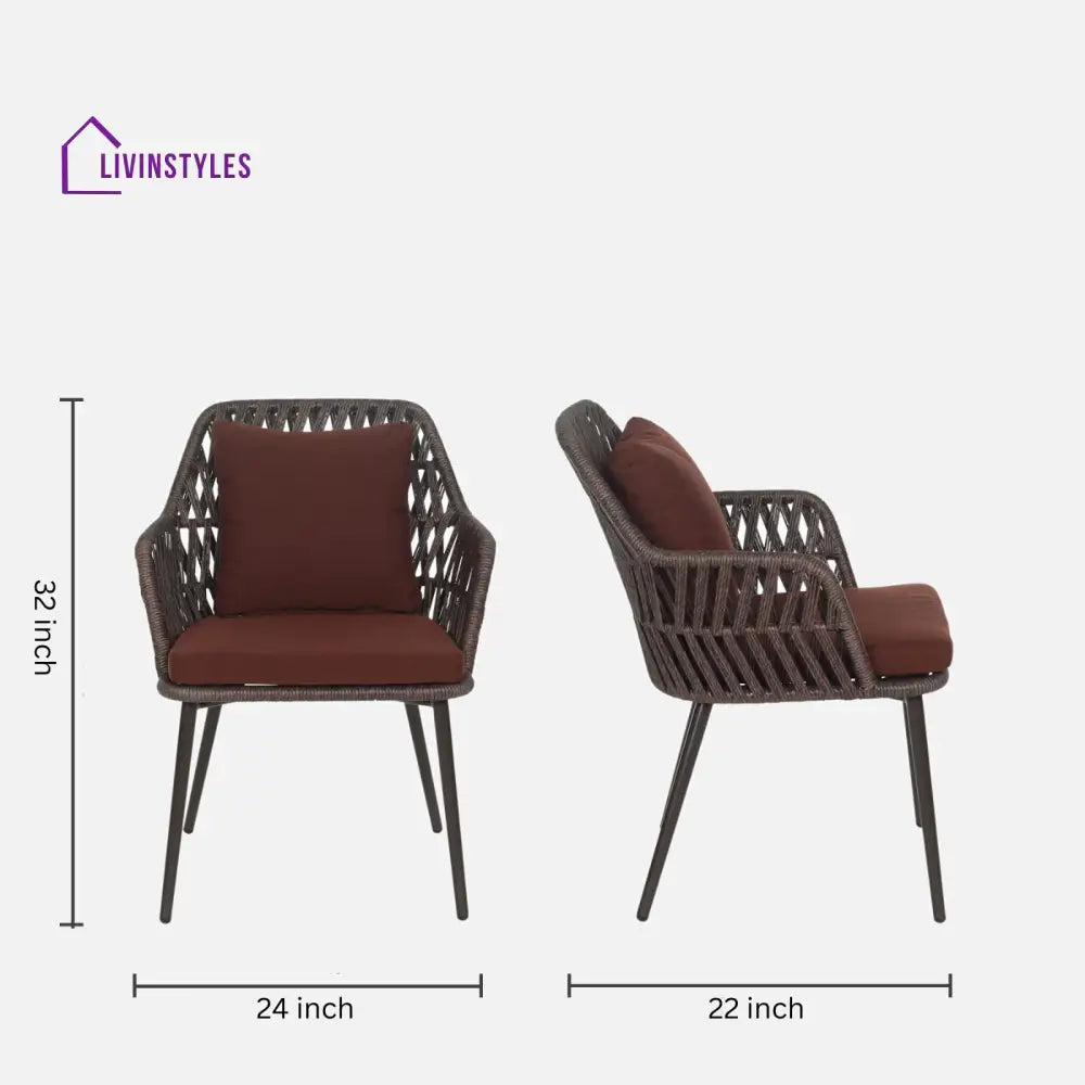 Solve Outdoor Patio Seating Set 4 Chairs and 1 Table Set (Brown) Braided & Rope - Coffee Table Sets