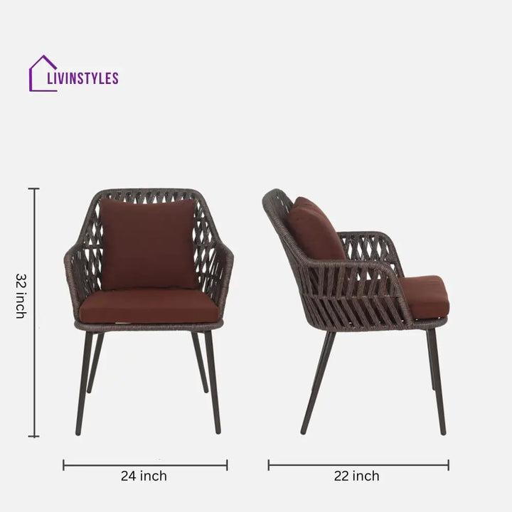 Solve Outdoor Patio Seating Set 4 Chairs and 1 Table Set (Brown) Braided & Rope - Coffee Table Sets