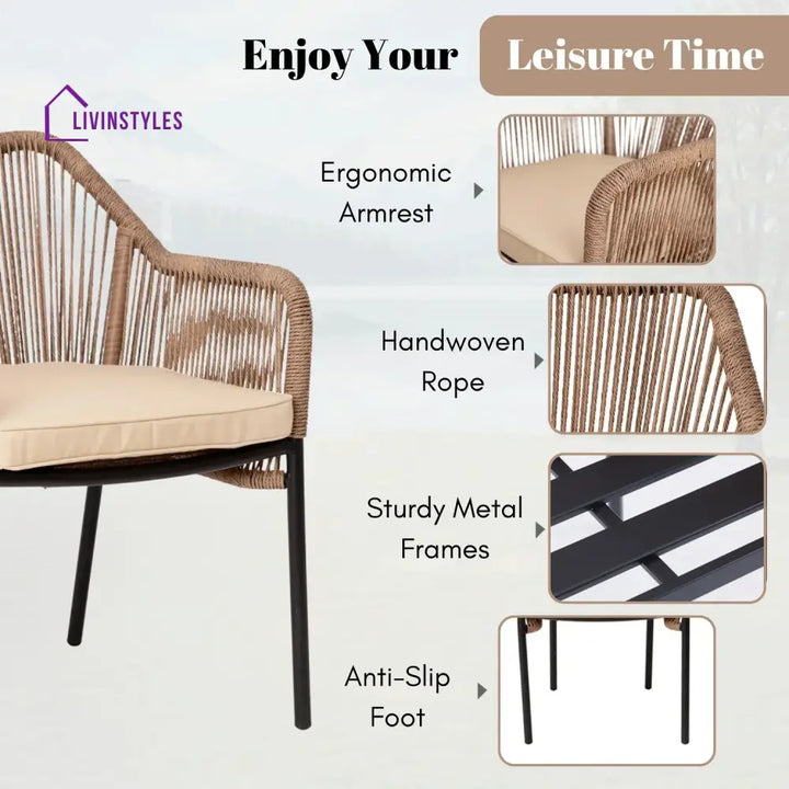 Sonal 2-Piece Outdoor Rope Patio Dining Chairs Dinning Chairs