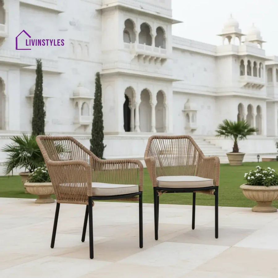 Sonal 2-Piece Outdoor Rope Patio Dining Chairs Dinning Chairs