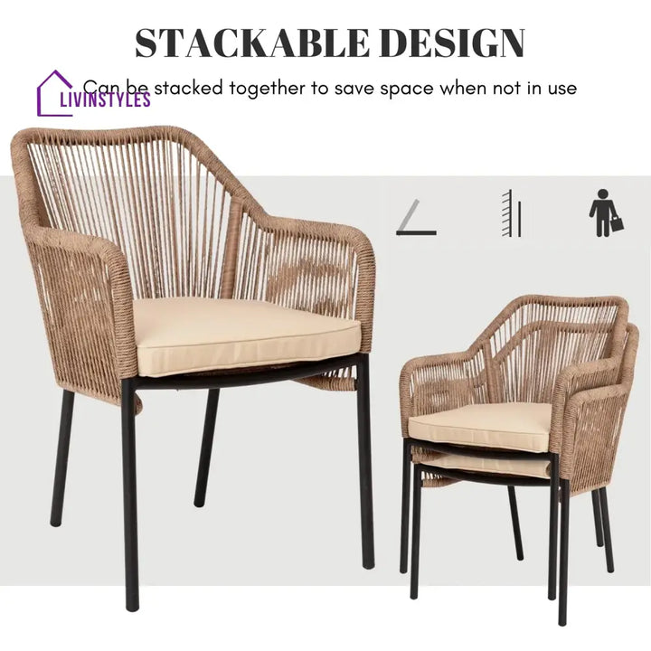 Sonal 2-Piece Outdoor Rope Patio Dining Chairs Dinning Chairs