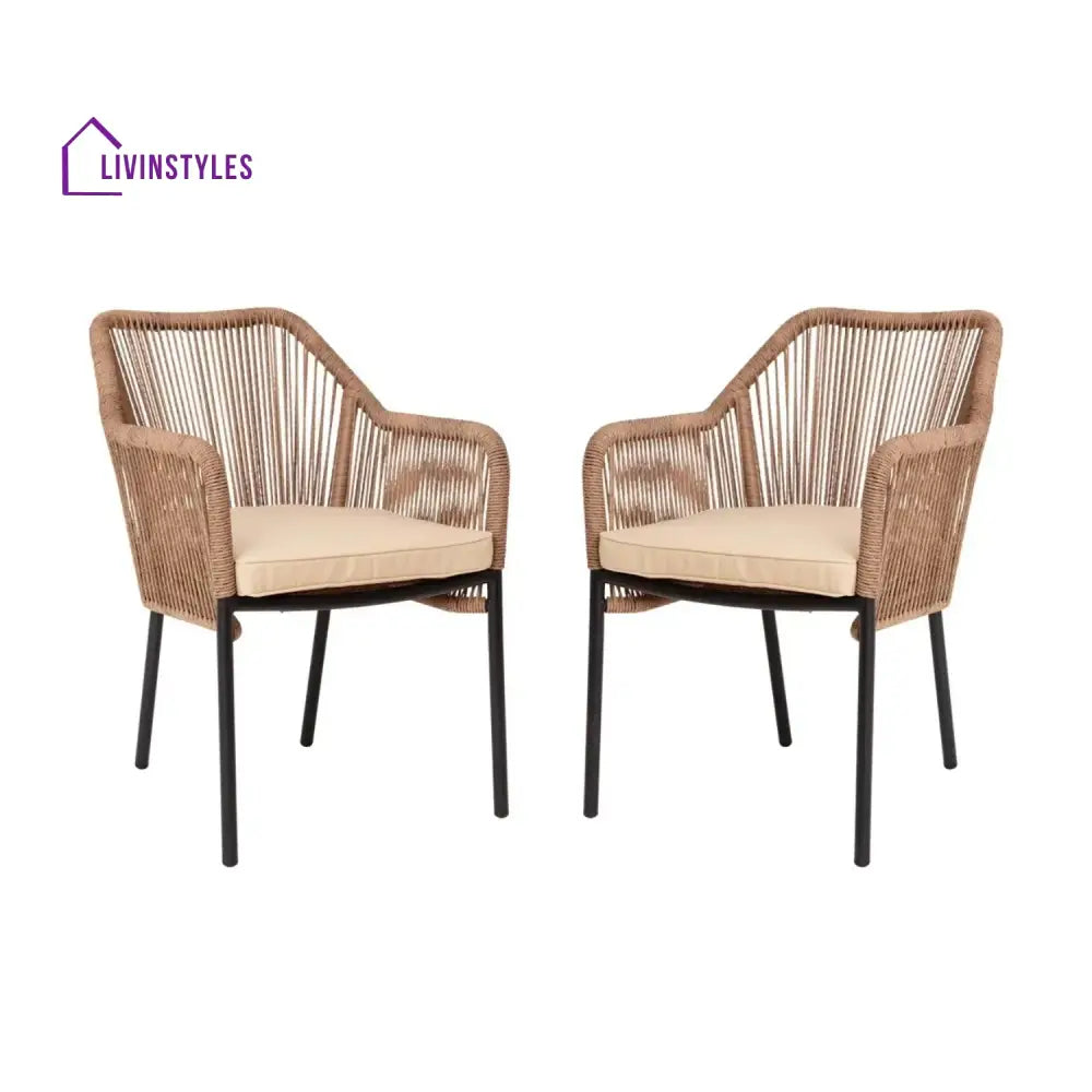 Sonal 2-Piece Outdoor Rope Patio Dining Chairs Dinning Chairs