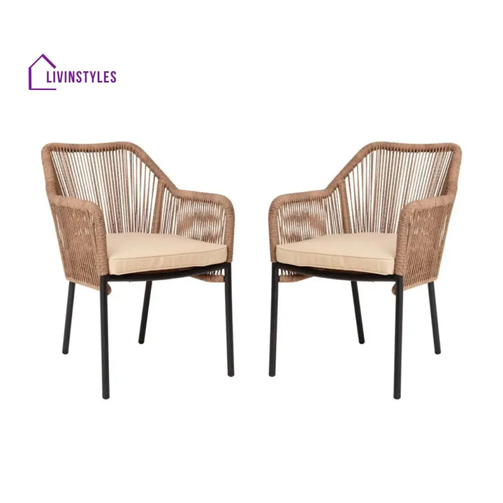 Sonal 2-Piece Outdoor Rope Patio Dining Chairs Dinning Chairs