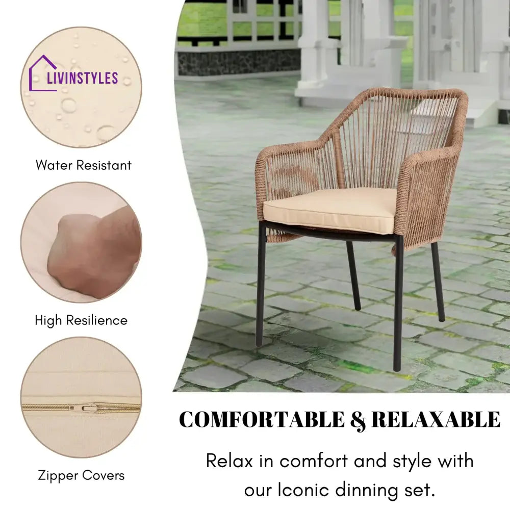 Sonal 2-Piece Outdoor Rope Patio Dining Chairs Dinning Chairs