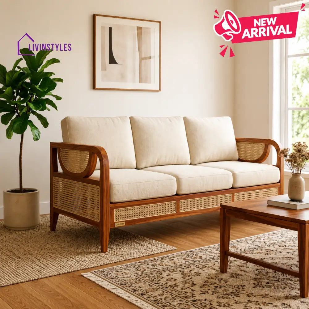 Sonam Sheesham Wood and Cane Sofa for Living Room