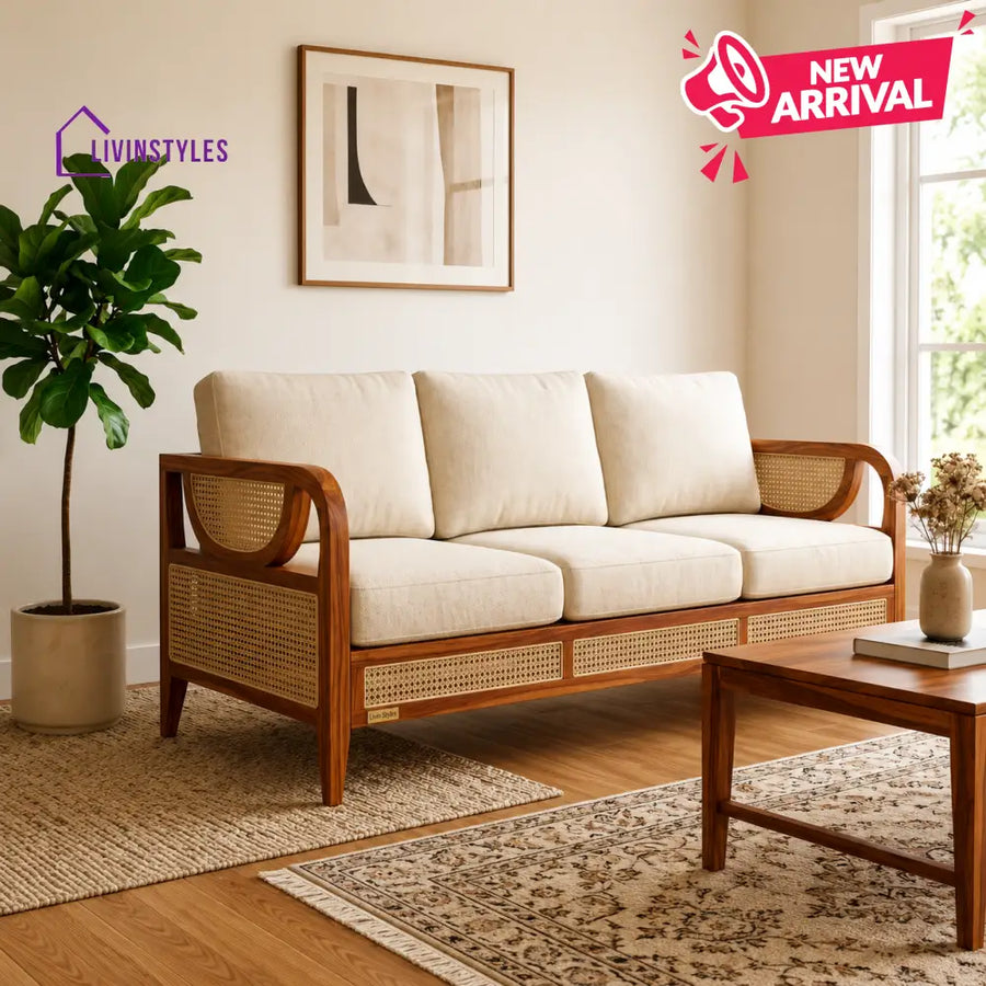 Sonam Sheesham Wood and Cane Sofa for Living Room