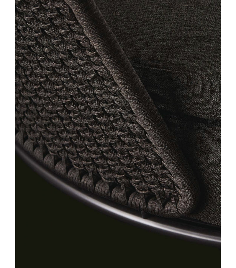 Fiore Outdoor Poolside Sunbed With Cushion Daybed (Black) Braided & Rope