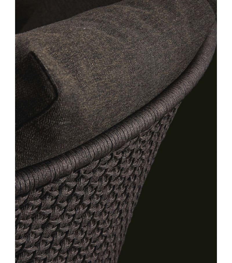 Fiore Outdoor Poolside Sunbed With Cushion Daybed (Black) Braided & Rope