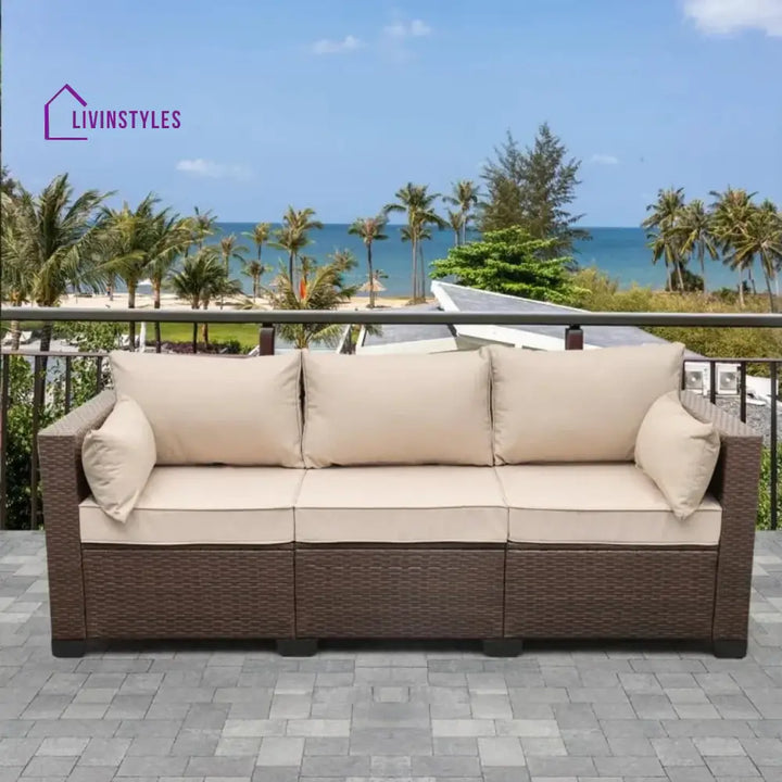 Sophia 3-Seater Outdoor Rattan Wicker Patio Sofa - Sofa Set