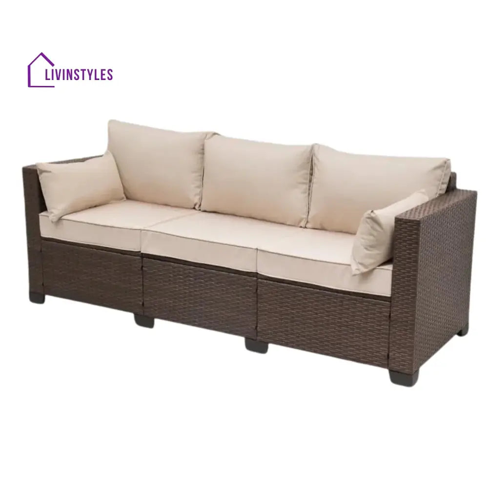 Sophia 3-Seater Outdoor Rattan Wicker Patio Sofa - Sofa Set