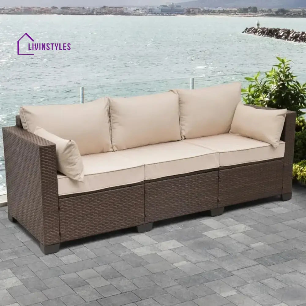 Sophia 3-Seater Outdoor Rattan Wicker Patio Sofa - Sofa Set
