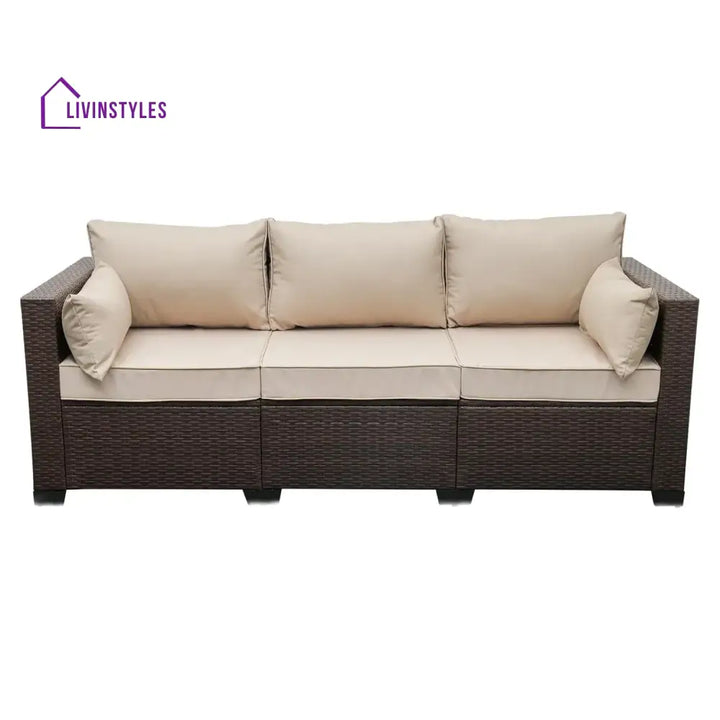 Sophia 3-Seater Outdoor Rattan Wicker Patio Sofa - Sofa Set