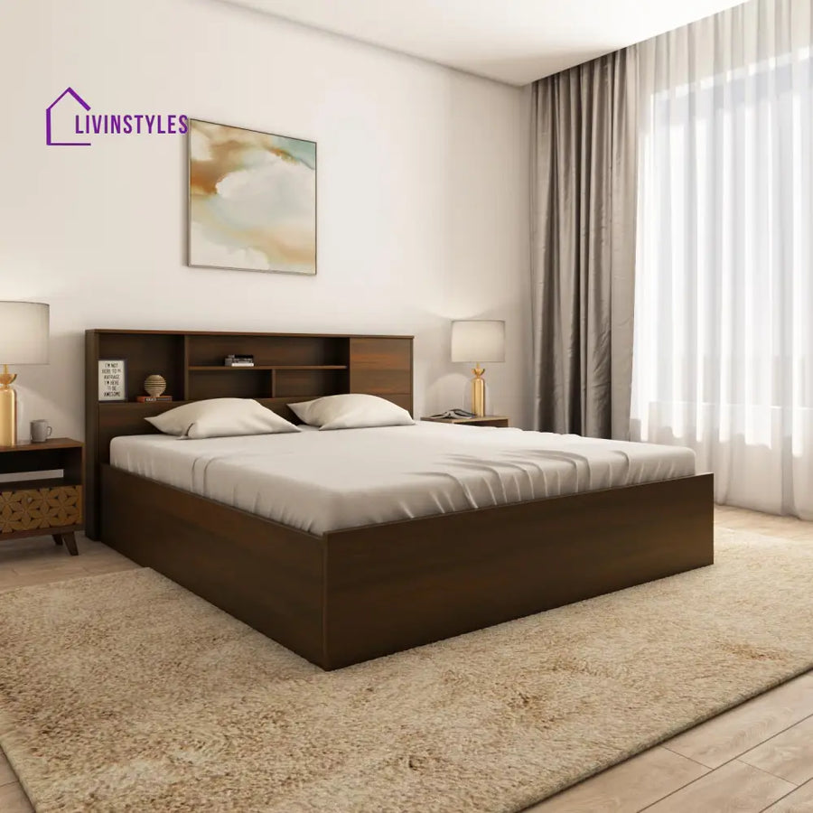 Alexei King Bed With Storage (Walnut) Home Furniture